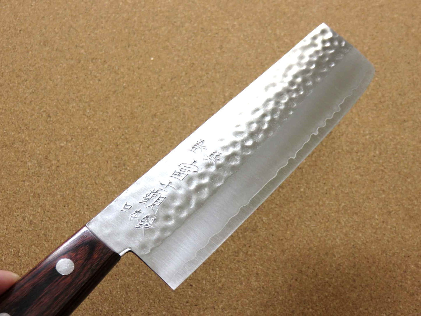 Japanese Kitchen Nakiri Vegetable Knife 165mm 6.5 inch 3 Layers Hammered JAPAN
