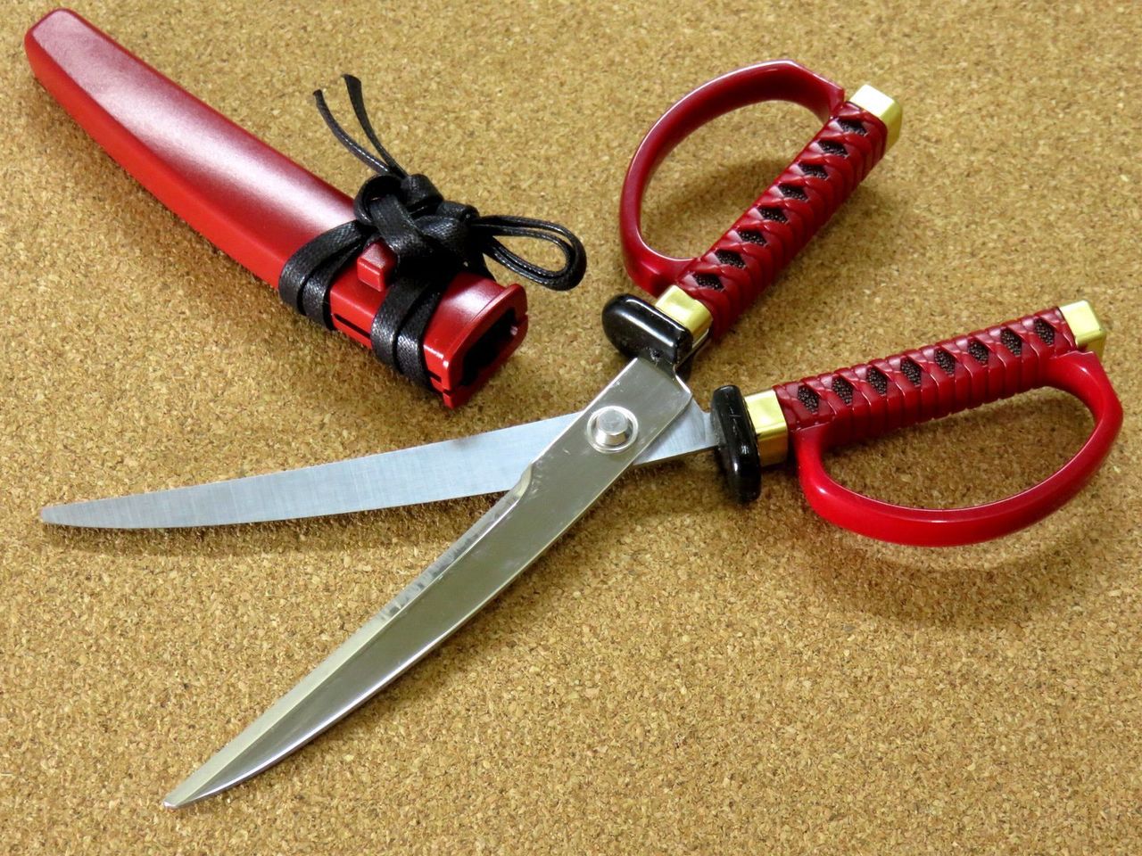 Japanese NIKKEN Samurai Design Paper Scissors Red Office display SEKI JAPAN