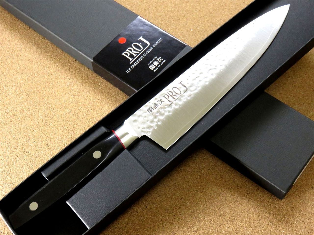 Japanese PRO-J Kitchen Gyuto Chef's Knife 200mm 7.9" Hammer Forged SEKI JAPAN