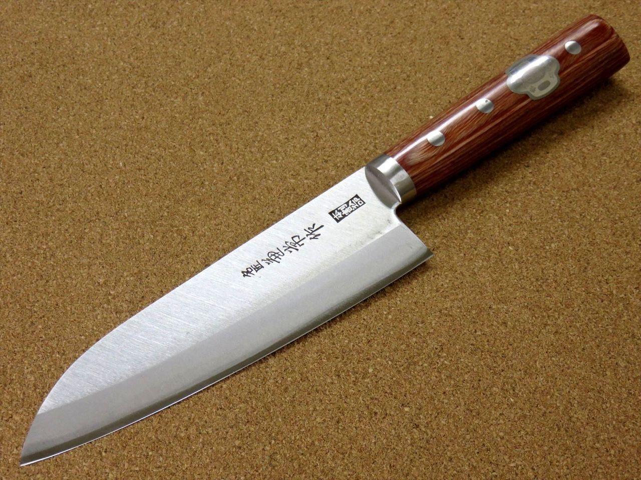 Japanese Kanetsune Kitchen Santoku Knife 6.5" Carbon steel 3 Layers SEKI JAPAN