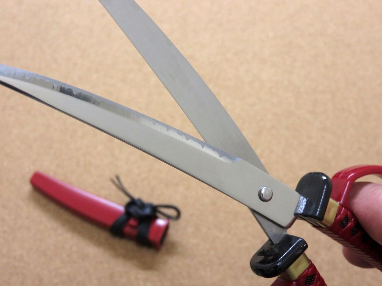 Japanese NIKKEN Samurai Design Paper Scissors Red Office display SEKI JAPAN