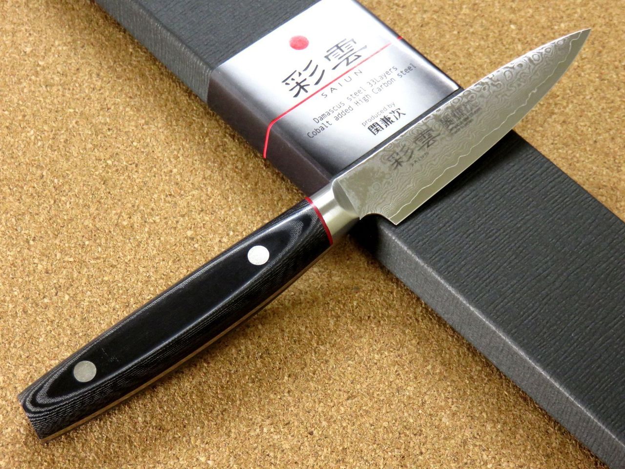 Japanese SAIUN Kitchen Fruit Paring Knife 90mm 3.5 inch VG10 Damascus SEKI JAPAN