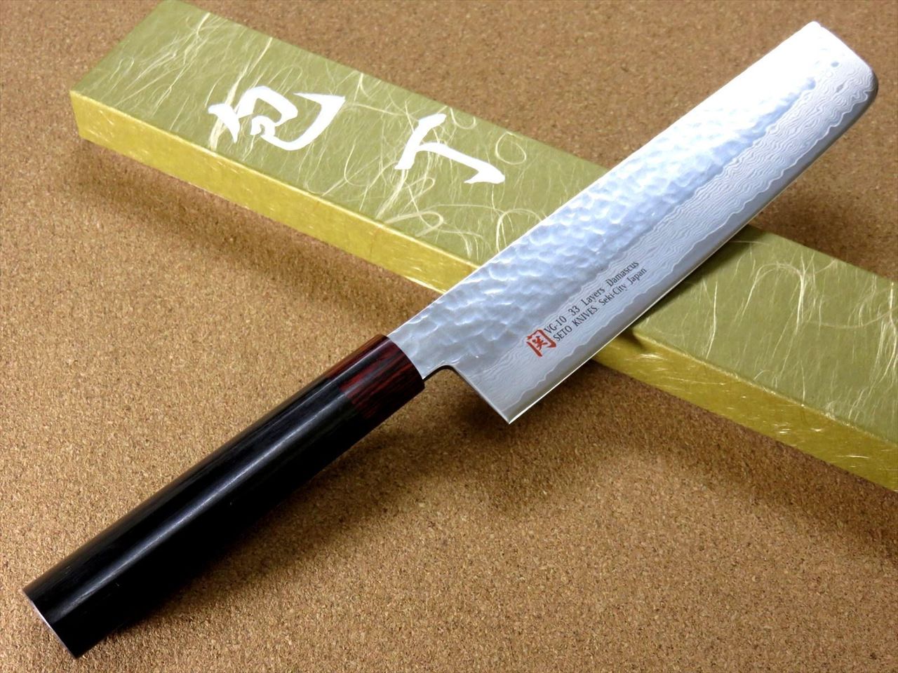 Japanese SETO ISEYA-I Kitchen Vegetable Knife 7.1" Damascus Hammered SEKI JAPAN
