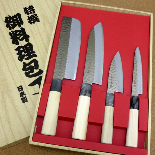 Japanese Yaxell SEKI TOBEI Kitchen Knife 4 sets Santoku Nakiri Fish Paring JAPAN