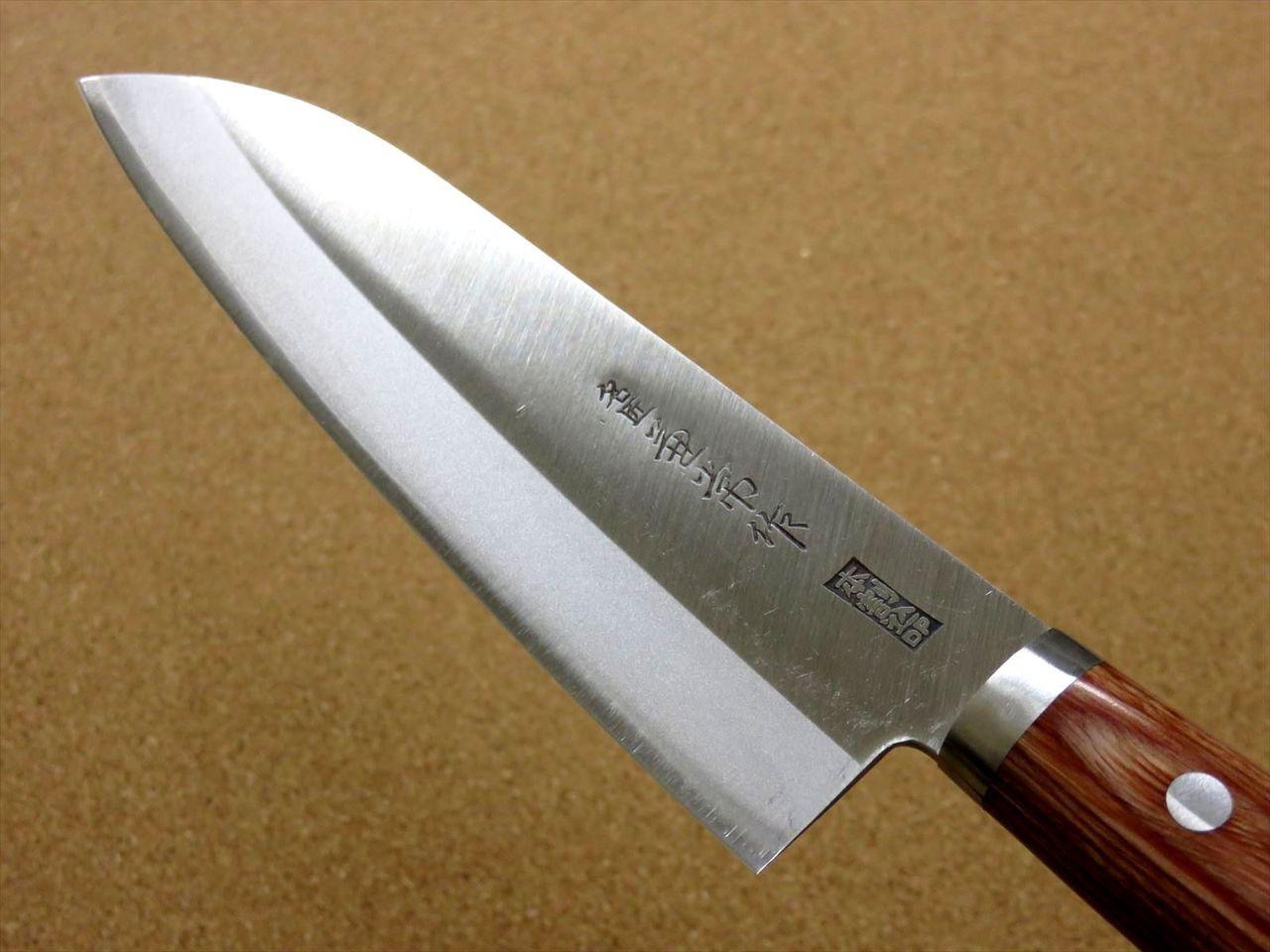 Japanese Kanetsune Kitchen Santoku Knife 6.5" Carbon steel 3 Layers SEKI JAPAN