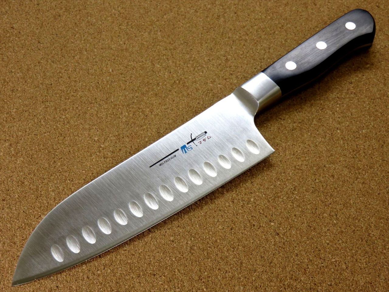 Japanese Kitchen Dimple Santoku Knife 175mm 6.9 inch Bolster Handle SEKI JAPAN