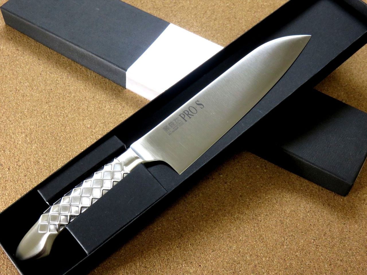 Japanese PRO-S Kitchen Santoku Knife 170mm 6.7 inch Stainless Handle SEKI JAPAN