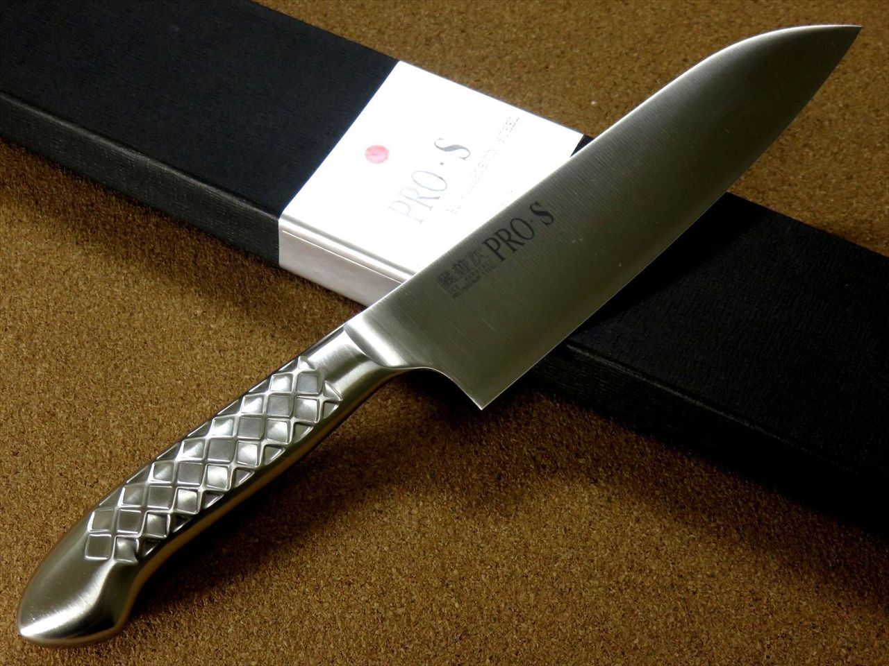 Japanese PRO-S Kitchen Santoku Knife 170mm 6.7 inch Stainless Handle SEKI JAPAN
