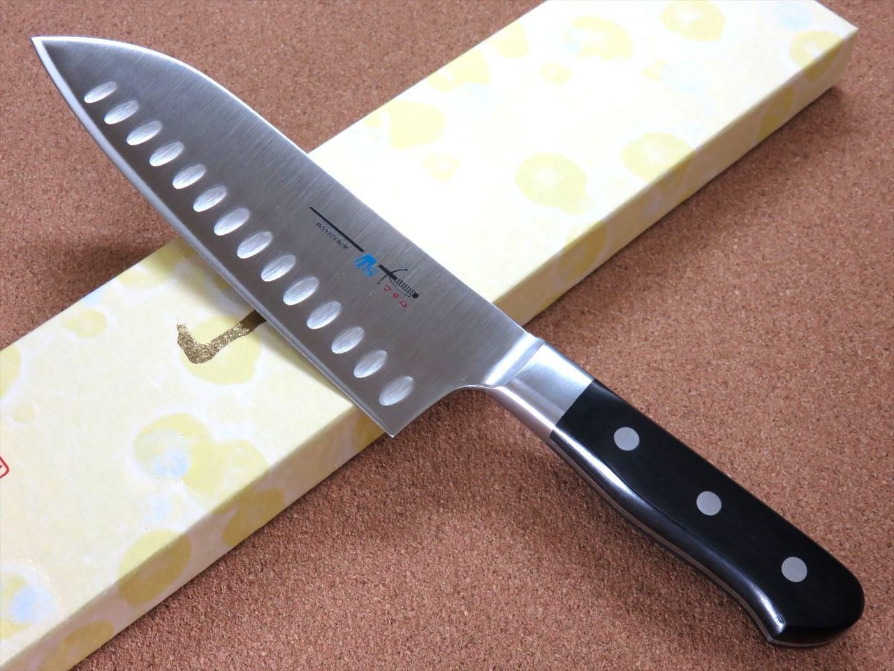 Japanese Kitchen Dimple Santoku Knife 175mm 6.9 inch Bolster Handle SEKI JAPAN