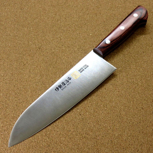 Japanese SETO ISEYA-E Kitchen Santoku Knife 7.1 inch Mahogany Handle SEKI JAPAN