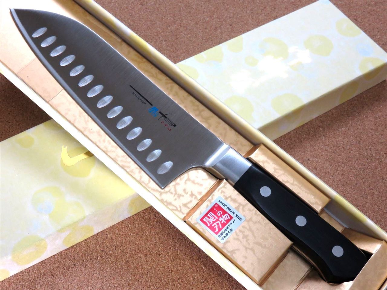 Japanese Kitchen Dimple Santoku Knife 175mm 6.9 inch Bolster Handle SEKI JAPAN