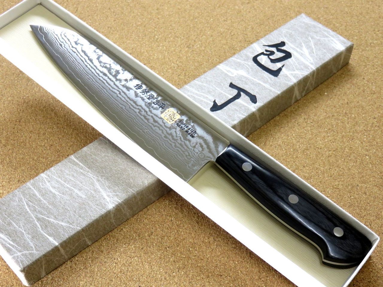 Japanese SETO ISEYA-G Kitchen Santoku Knife 180mm 7.1" VG-10 Damascus SEKI JAPAN