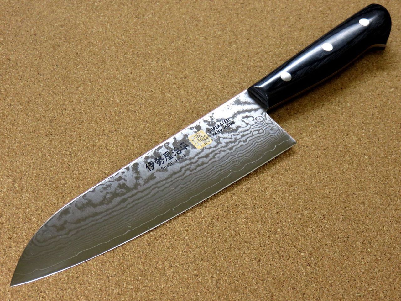 Japanese SETO ISEYA-G Kitchen Santoku Knife 180mm 7.1" VG-10 Damascus SEKI JAPAN