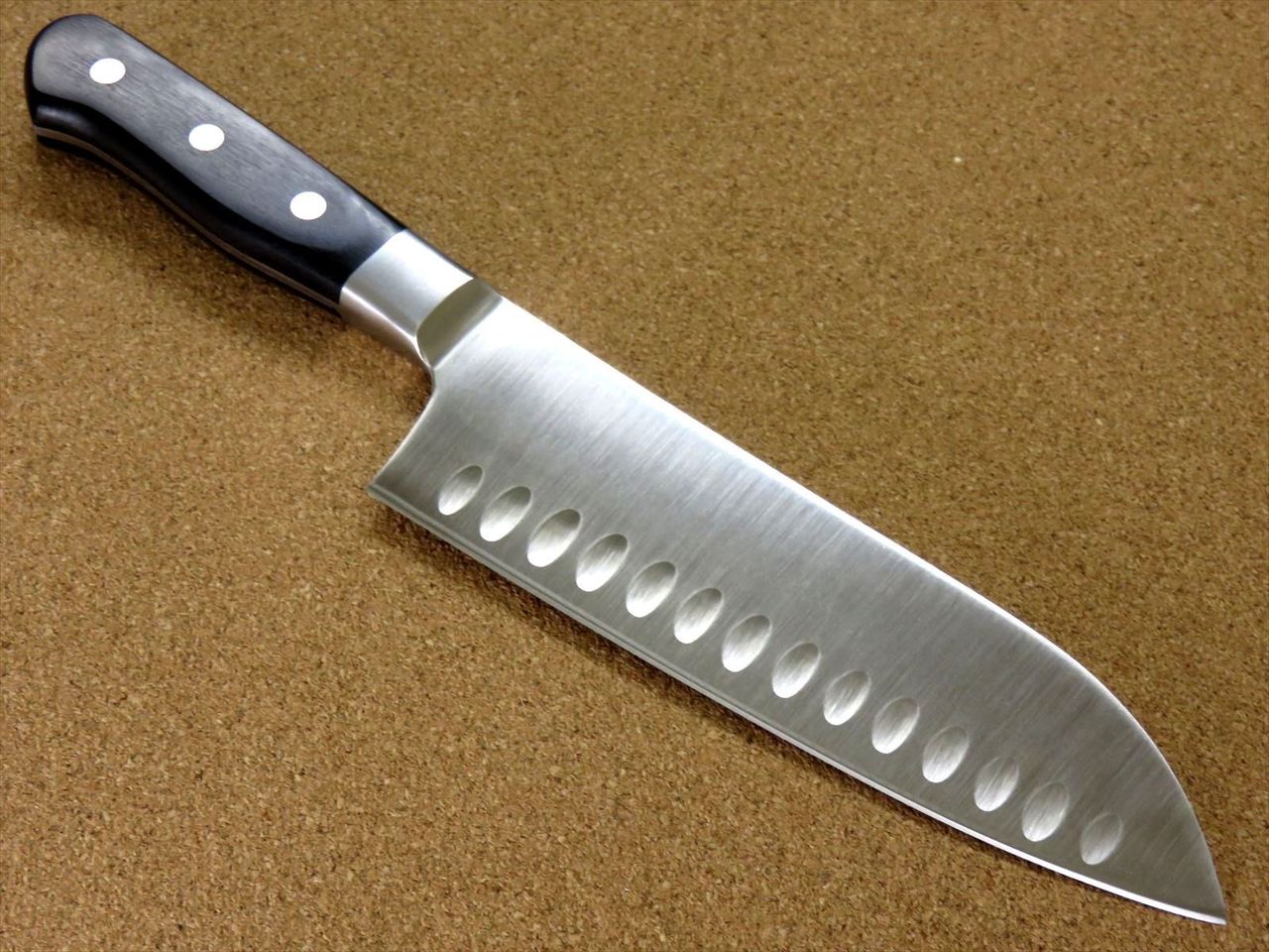 Japanese Kitchen Dimple Santoku Knife 175mm 6.9 inch Bolster Handle SEKI JAPAN