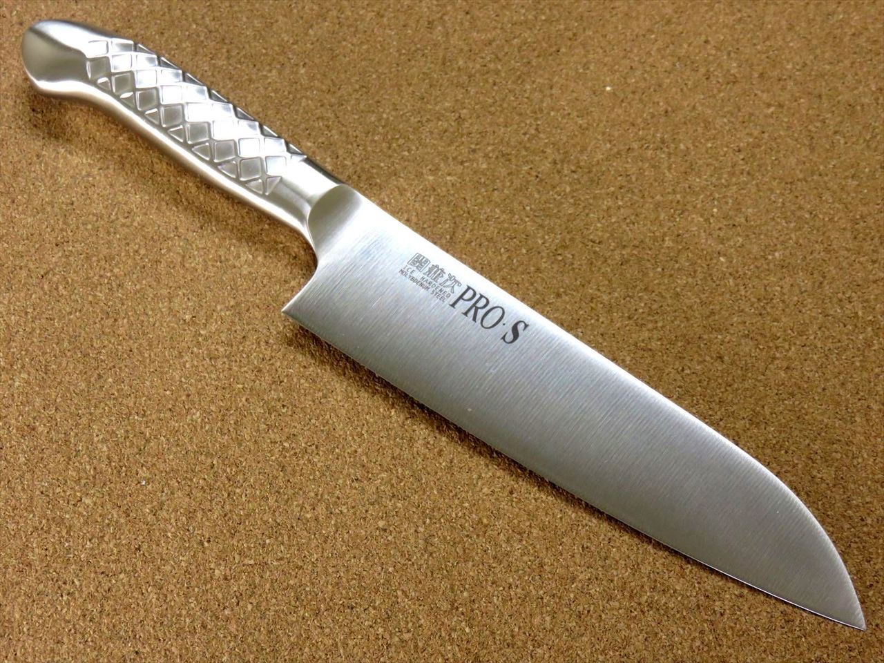 Japanese PRO-S Kitchen Santoku Knife 170mm 6.7 inch Stainless Handle SEKI JAPAN