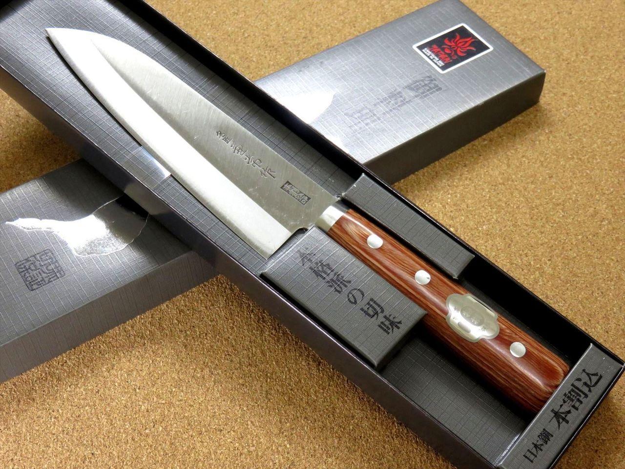 Japanese Kanetsune Kitchen Santoku Knife 6.5" Carbon steel 3 Layers SEKI JAPAN