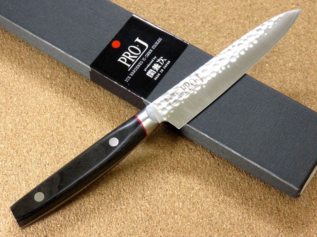 Japanese PRO-J Kitchen Petty Utility Knife 120mm 4.7" Hammer Forged SEKI JAPAN