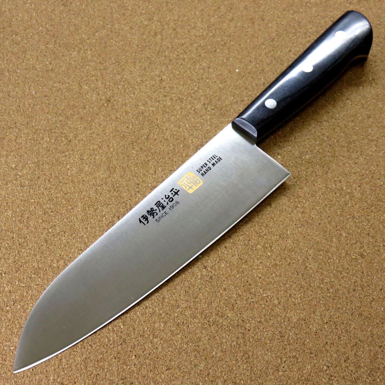 Japanese SETO ISEYA-D Kitchen Santoku Knife 180mm 7.1" Black packer SEKI JAPAN