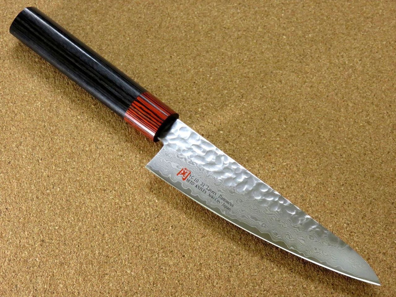 Japanese SETO ISEYA-I Kitchen Small Santoku Knife 5.3" Damascus Hammered JAPAN