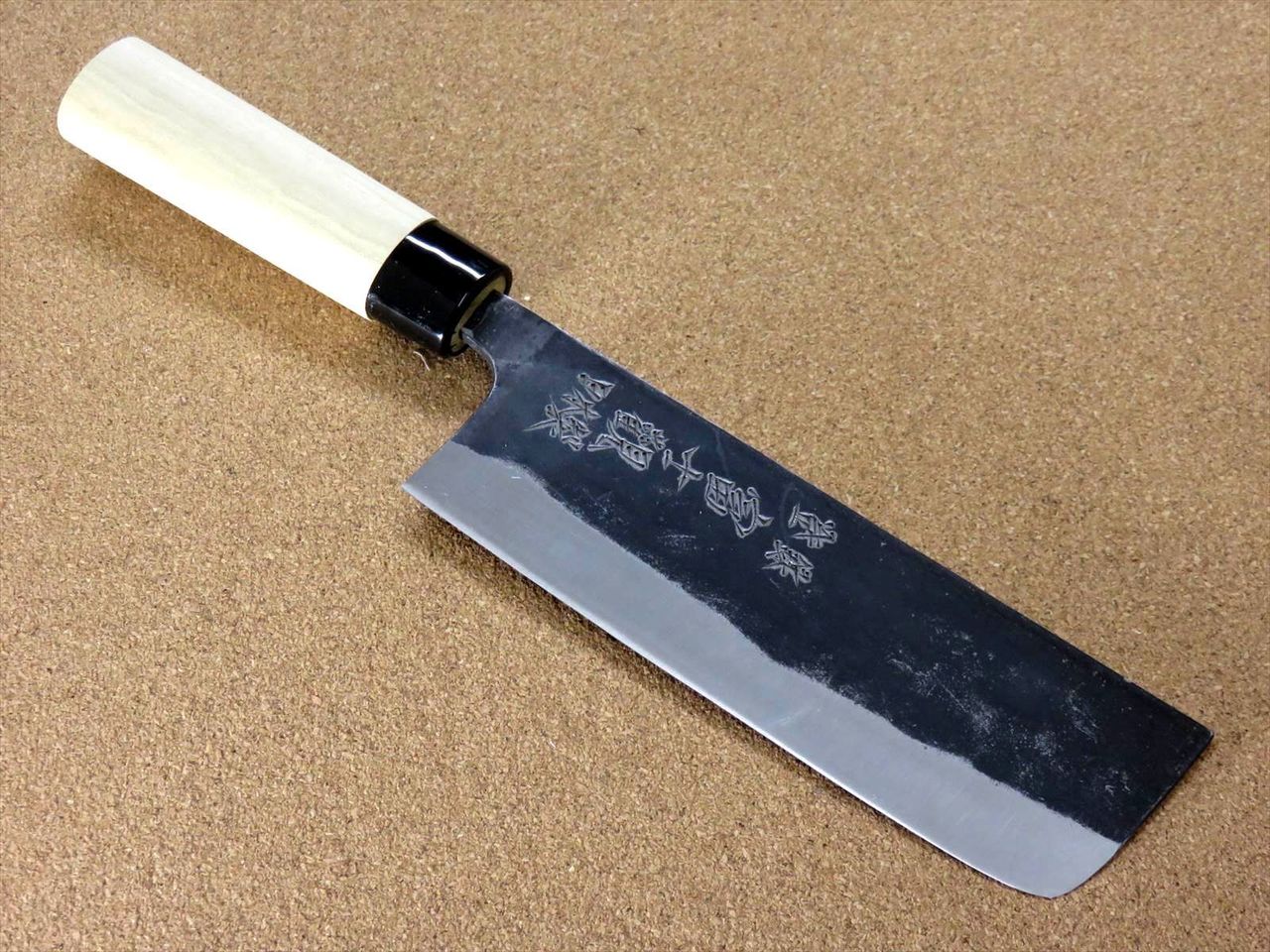 Japanese Kitchen Nakiri Vegetable Knife 6.3 inch Kuro-Uchi Blue Steel #2 JAPAN