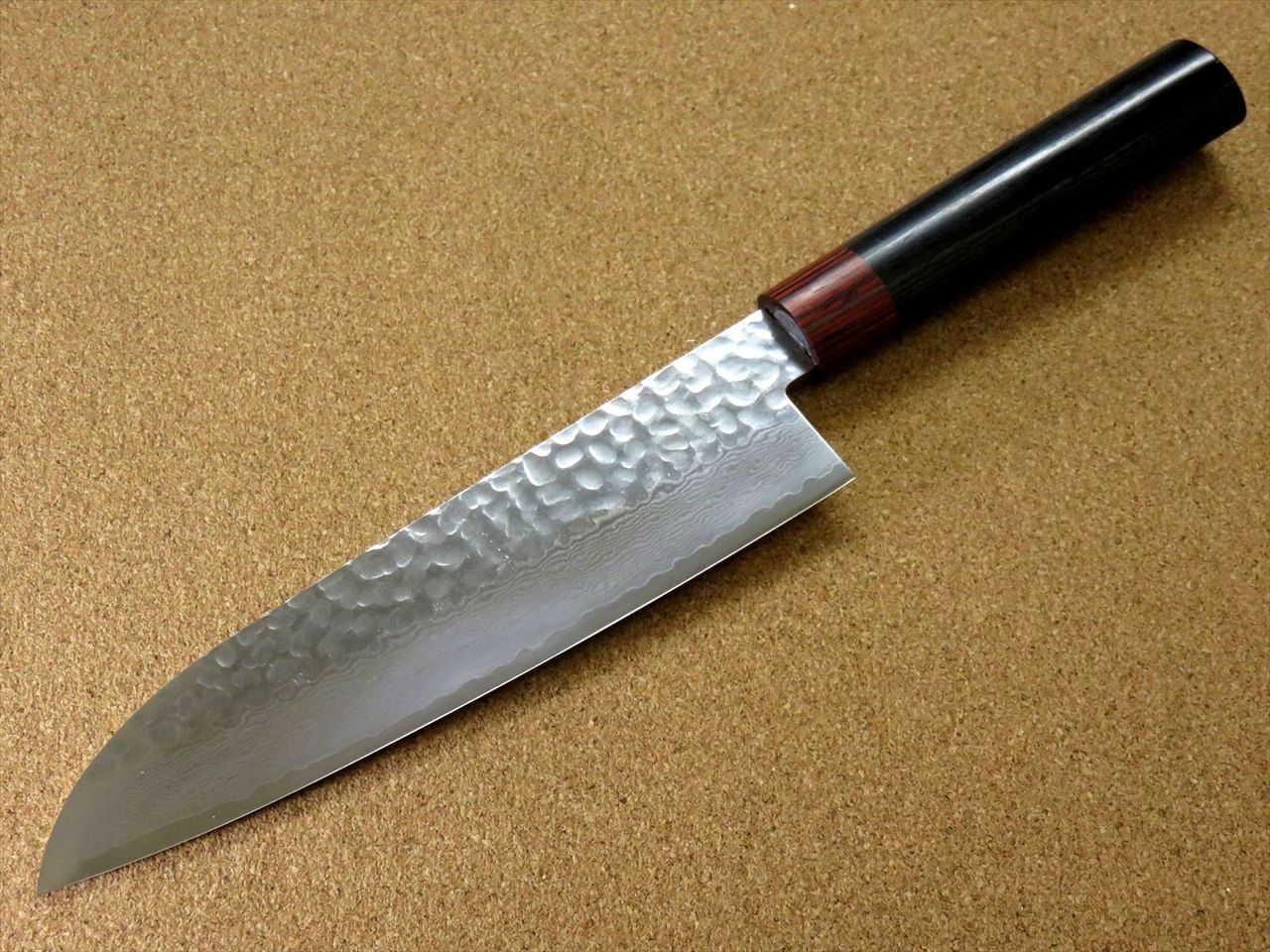 Japanese SETO ISEYA-I Kitchen Santoku Knife 7.1" Damascus Hammered SEKI JAPAN