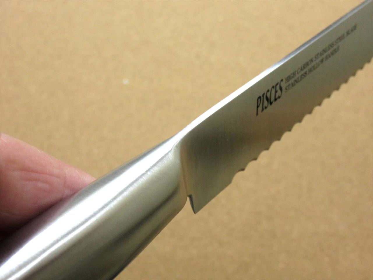 Japanese Pisces Kitchen Bread Knife 190mm 7.5 inch Stainless Handle SEKI JAPAN