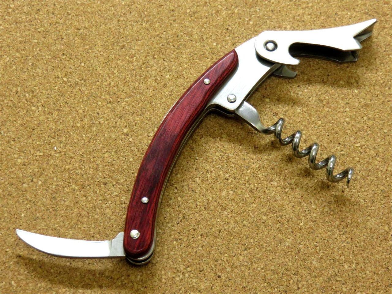 Japanese Sommelier Knife Corkscrew Wine Bottle Opener Red Plywood SEKI JAPAN
