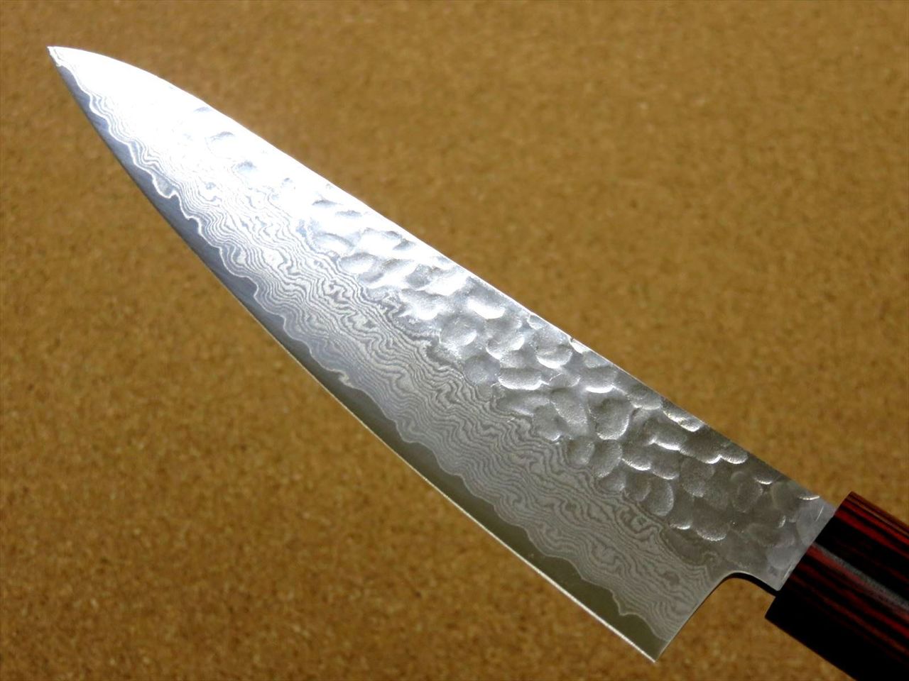 Japanese SETO ISEYA-I Kitchen Small Santoku Knife 5.3" Damascus Hammered JAPAN