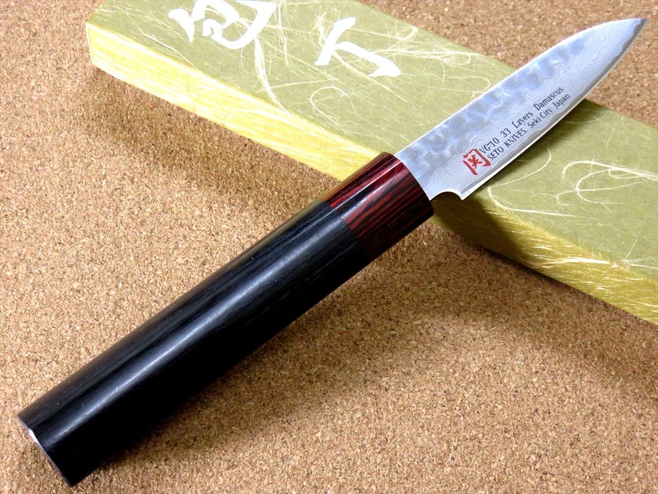 Japanese SETO ISEYA-I Kitchen Fruit Paring Knife 3" Damascus Hammered SEKI JAPAN