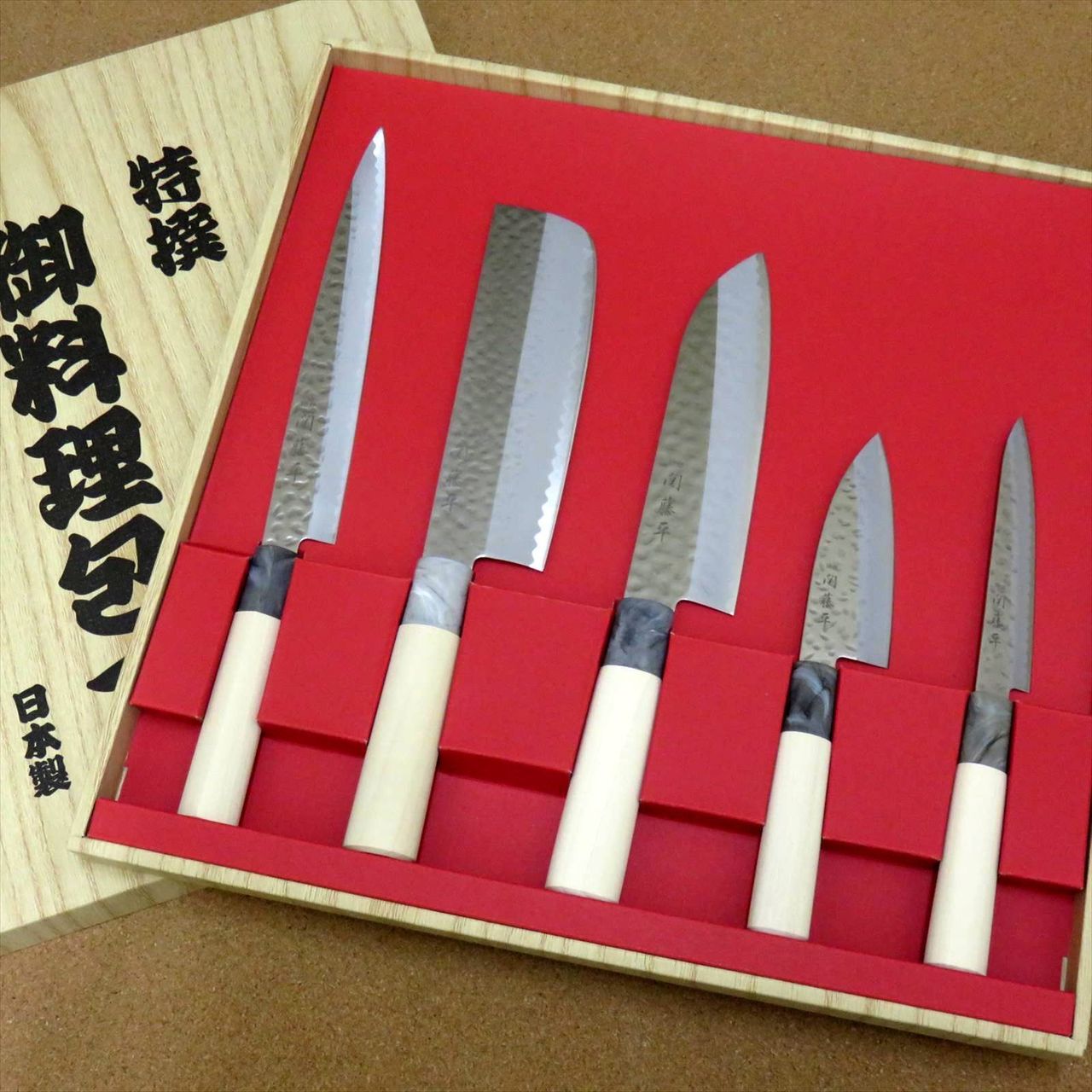 Japanese Yaxell SEKI TOBEI Knife 5 sets Sashimi Nakiri Santoku Fish Paring JAPAN