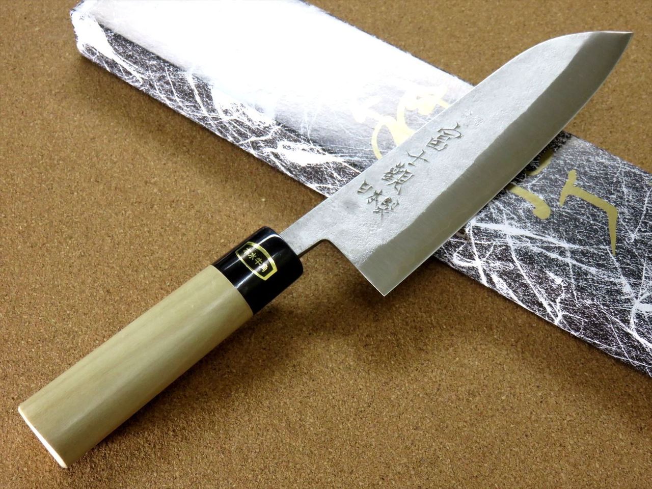 Japanese Kitchen Santoku Knife 165mm 6 1/2 inch Nashiji VG1 Stainless SEKI JAPAN