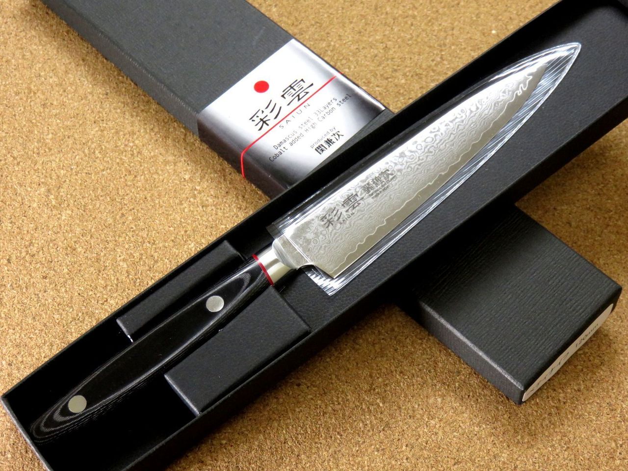 Japanese SAIUN Kitchen Petty Utility Knife 120mm 4.7" VG-10 Damascus SEKI JAPAN