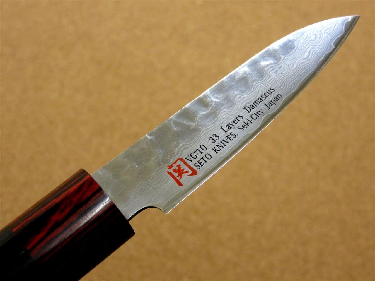 Japanese SETO ISEYA-I Kitchen Fruit Paring Knife 3" Damascus Hammered SEKI JAPAN