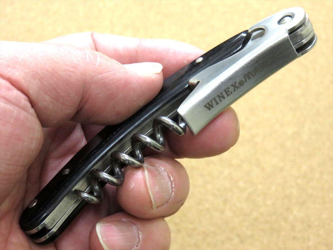 Japanese Sommelier Knife Corkscrew Wine Bottle Opener Black Plywood SEKI JAPAN