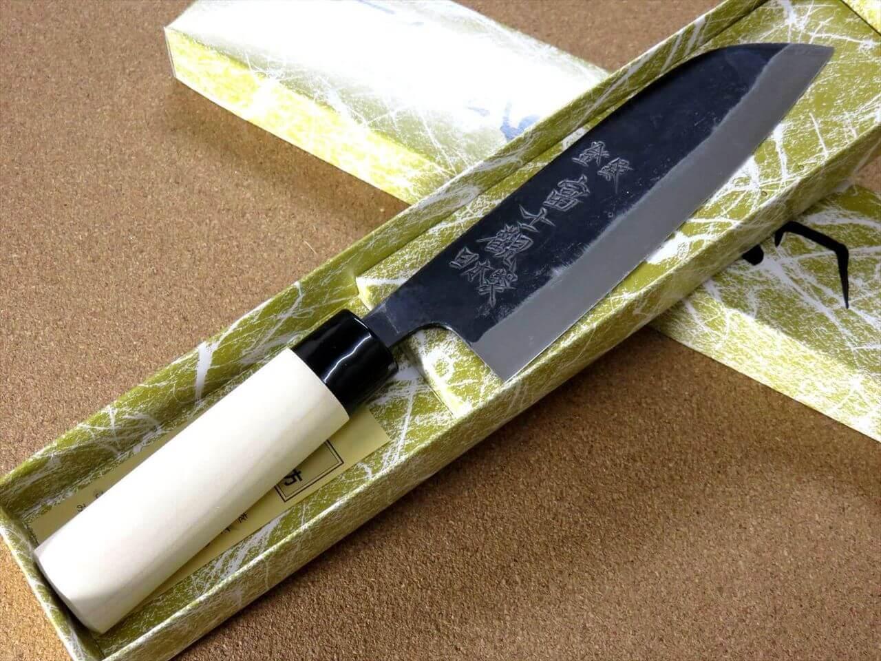 Japanese Kitchen Santoku Knife 160mm 6.3 inch Kuro-Uchi Blue Steel #2 SEKI JAPAN