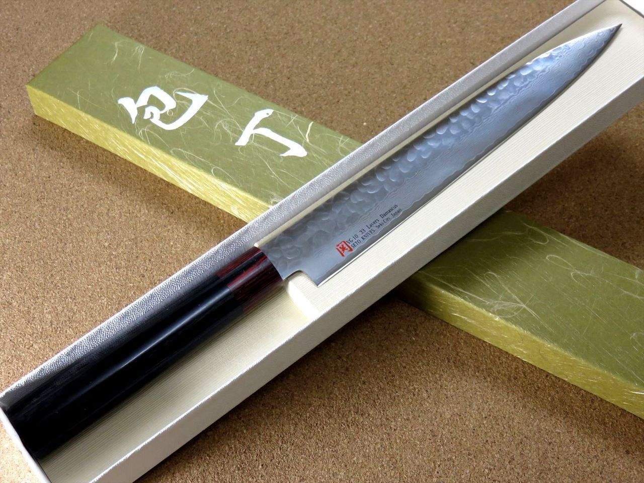 Japanese SETO ISEYA-I Kitchen Sashimi Knife 8.3" Damascus Hammered SEKI JAPAN