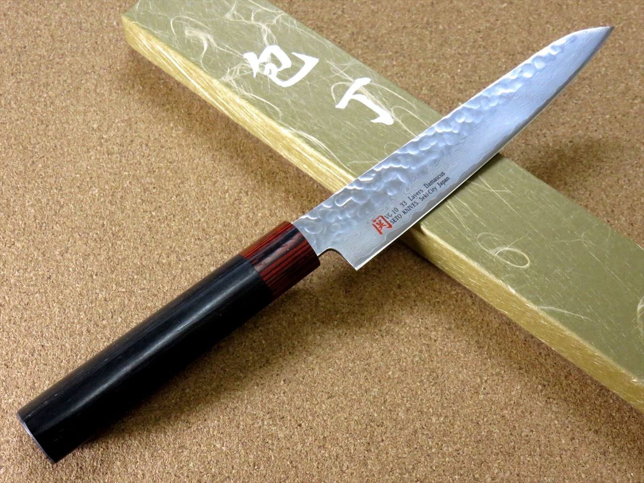 Japanese SETO ISEYA-I Kitchen Petty Utility Knife 5.9" Damascus Hammered JAPAN