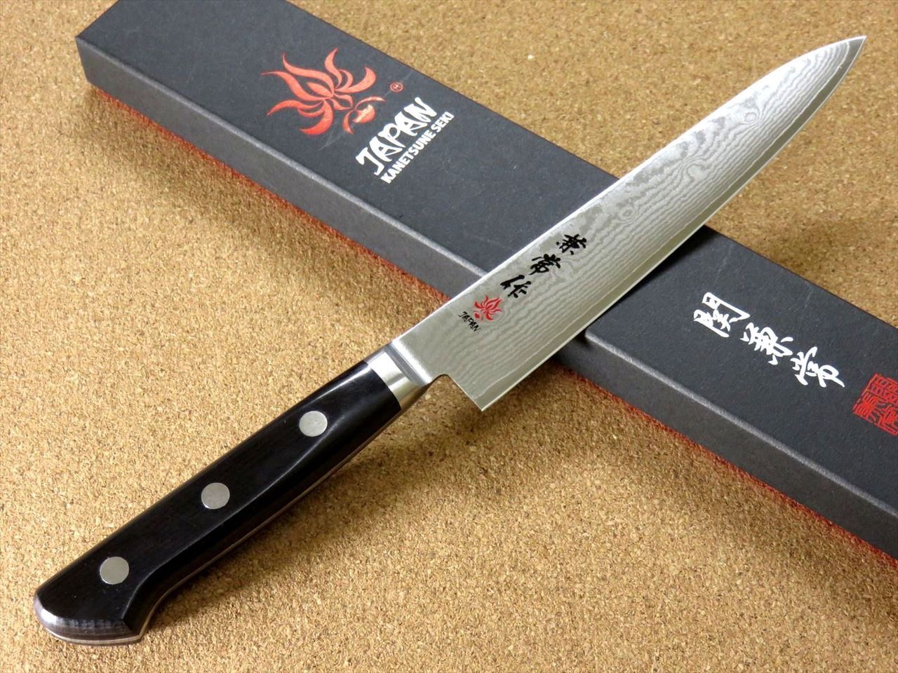 Japanese Kanetsune Kitchen Petty Utility Knife 5.9 inch VG10 Damascus SEKI JAPAN