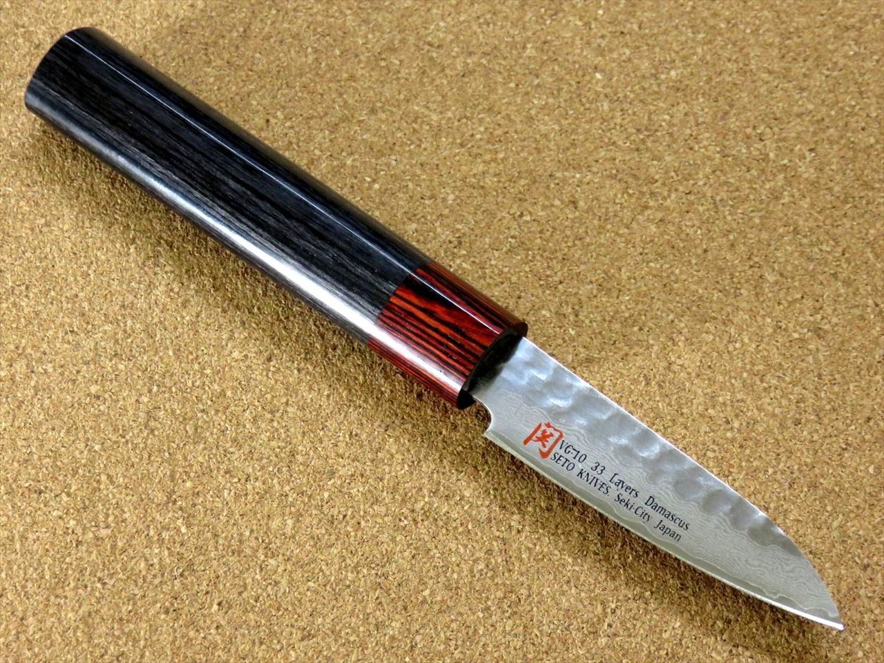 Japanese SETO ISEYA-I Kitchen Fruit Paring Knife 3" Damascus Hammered SEKI JAPAN
