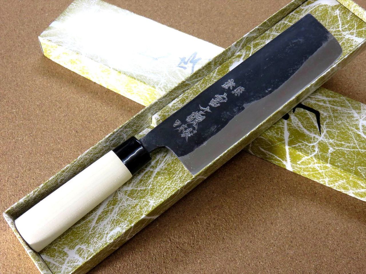 Japanese Kitchen Nakiri Vegetable Knife 7.1 inch Kuro-Uchi Blue Steel #2 JAPAN