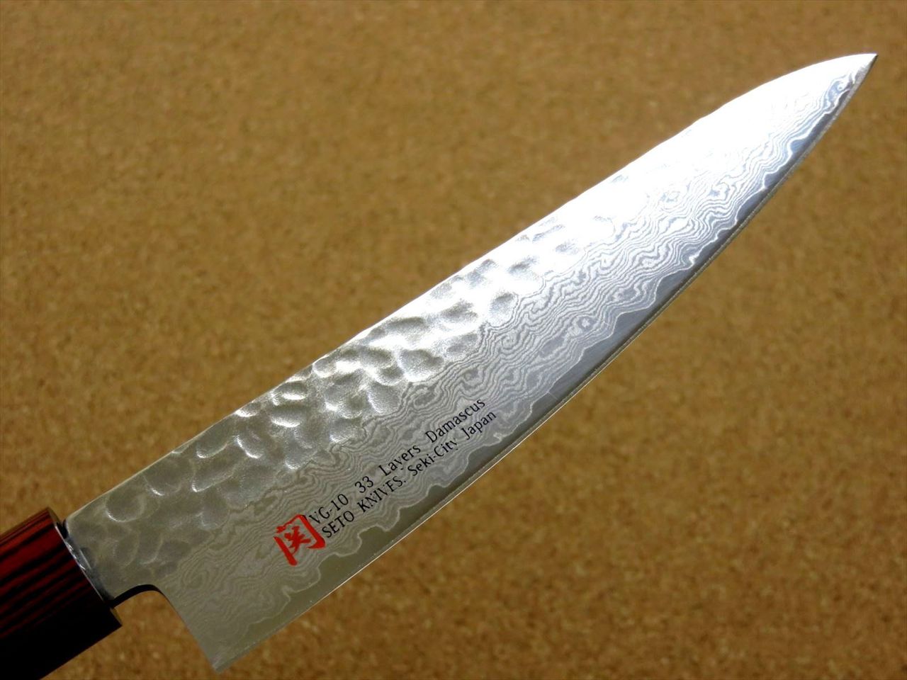 Japanese SETO ISEYA-I Kitchen Small Santoku Knife 5.3" Damascus Hammered JAPAN