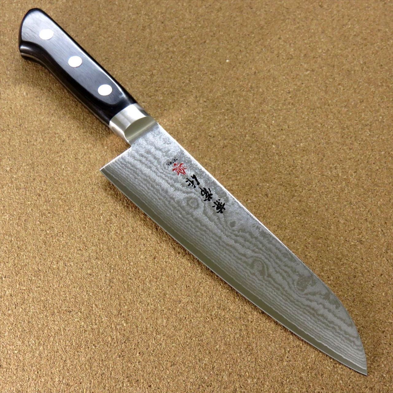 Japanese Kanetsune Kitchen Santoku Knife 180mm 7.1 inch VG10 Damascus SEKI JAPAN