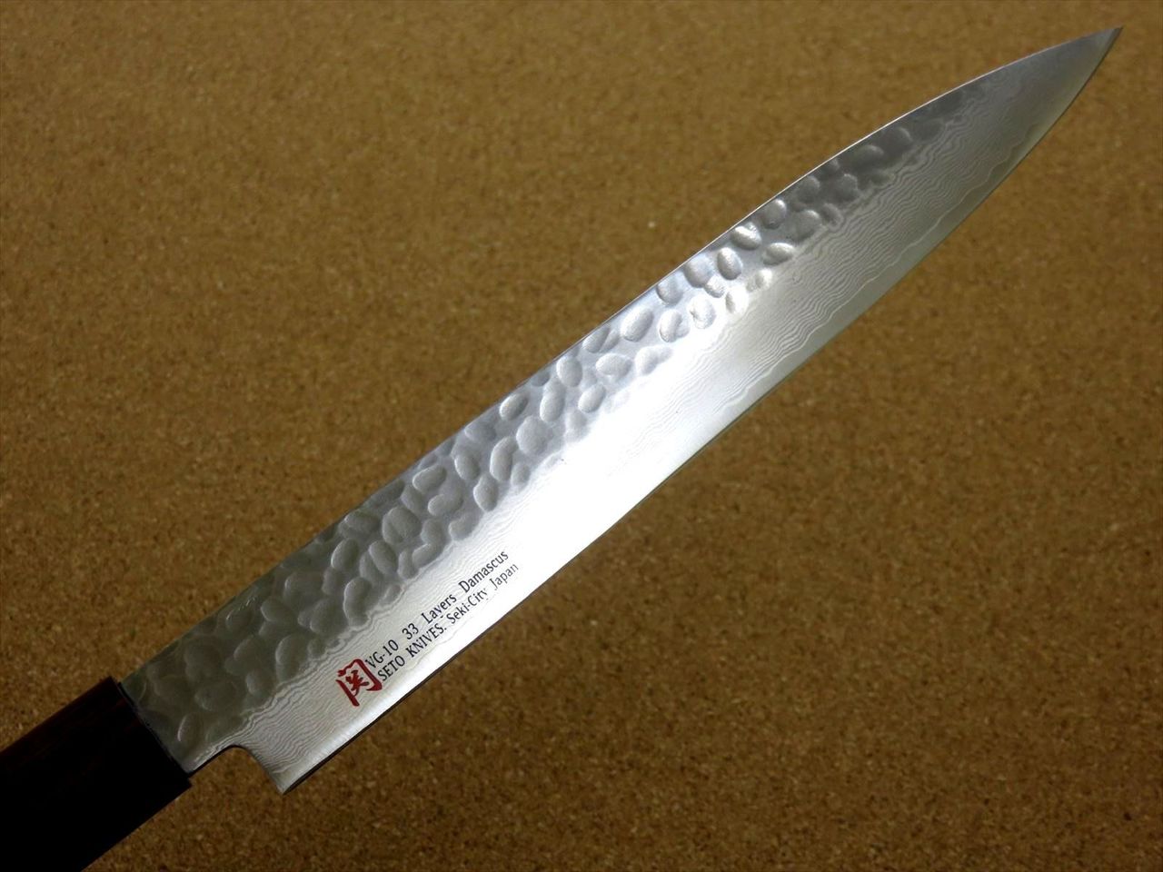 Japanese SETO ISEYA-I Kitchen Sashimi Knife 8.3" Damascus Hammered SEKI JAPAN