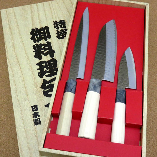 Japanese Yaxell SEKI TOBEI Kitchen Knife 3 pair sets Sashimi Santoku Fish JAPAN