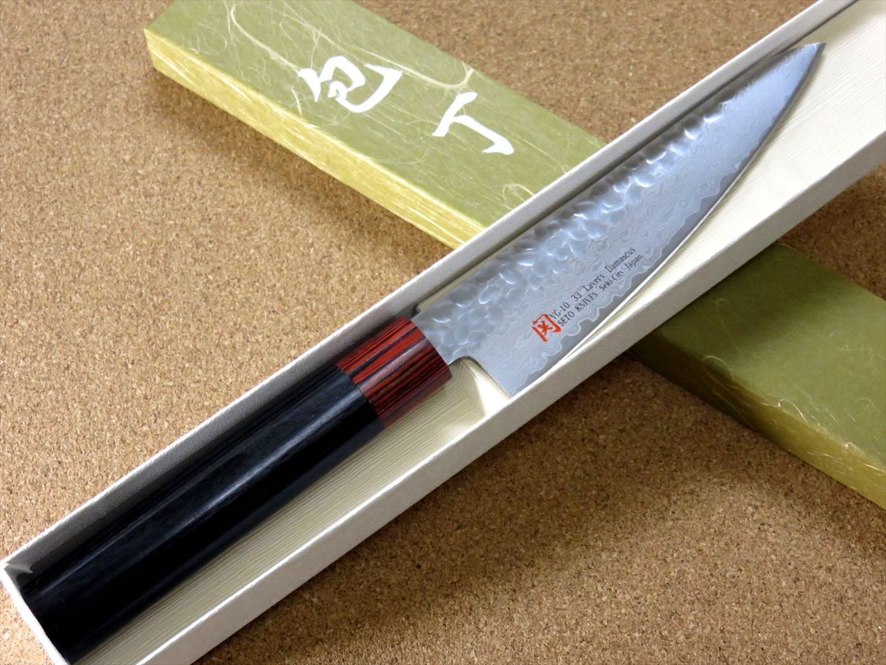 Japanese SETO ISEYA-I Kitchen Small Santoku Knife 5.3" Damascus Hammered JAPAN