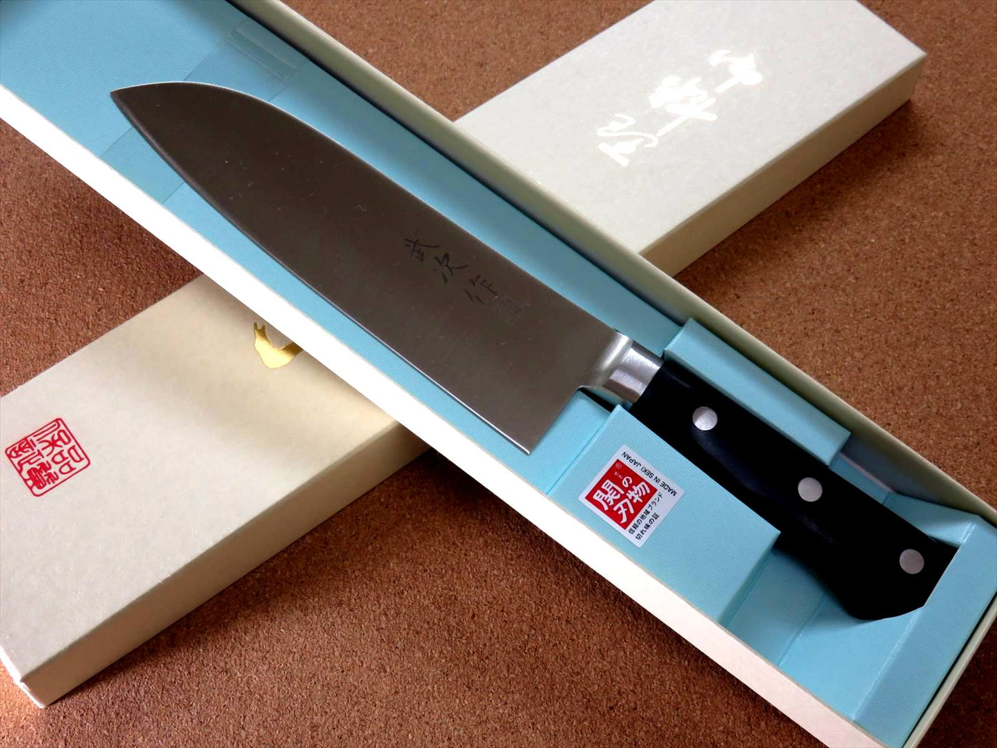 Japanese Kitchen Santoku Knife 165mm 6 inch Meat Fish cut Bolster SEKI JAPAN