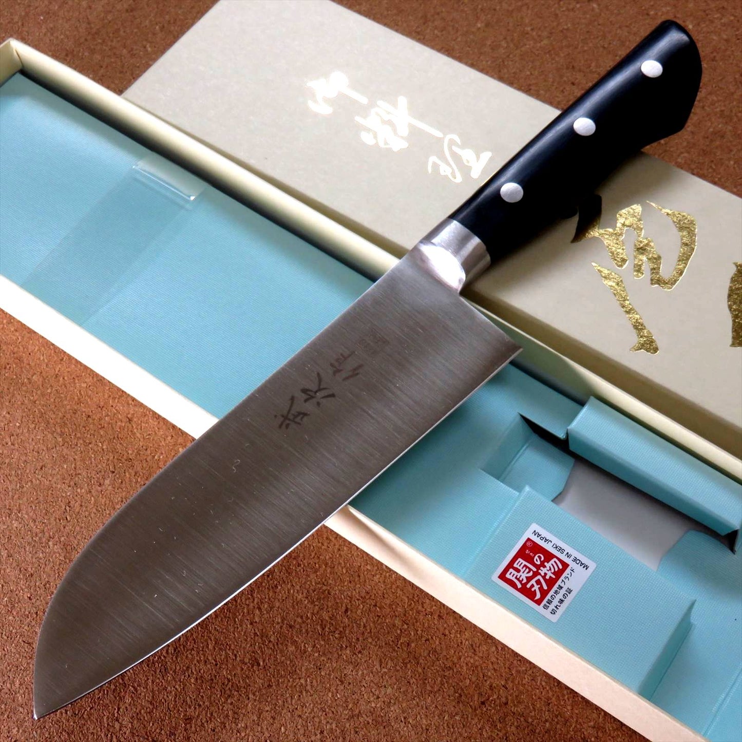 Japanese Kitchen Santoku Knife 165mm 6 inch Meat Fish cut Bolster SEKI JAPAN