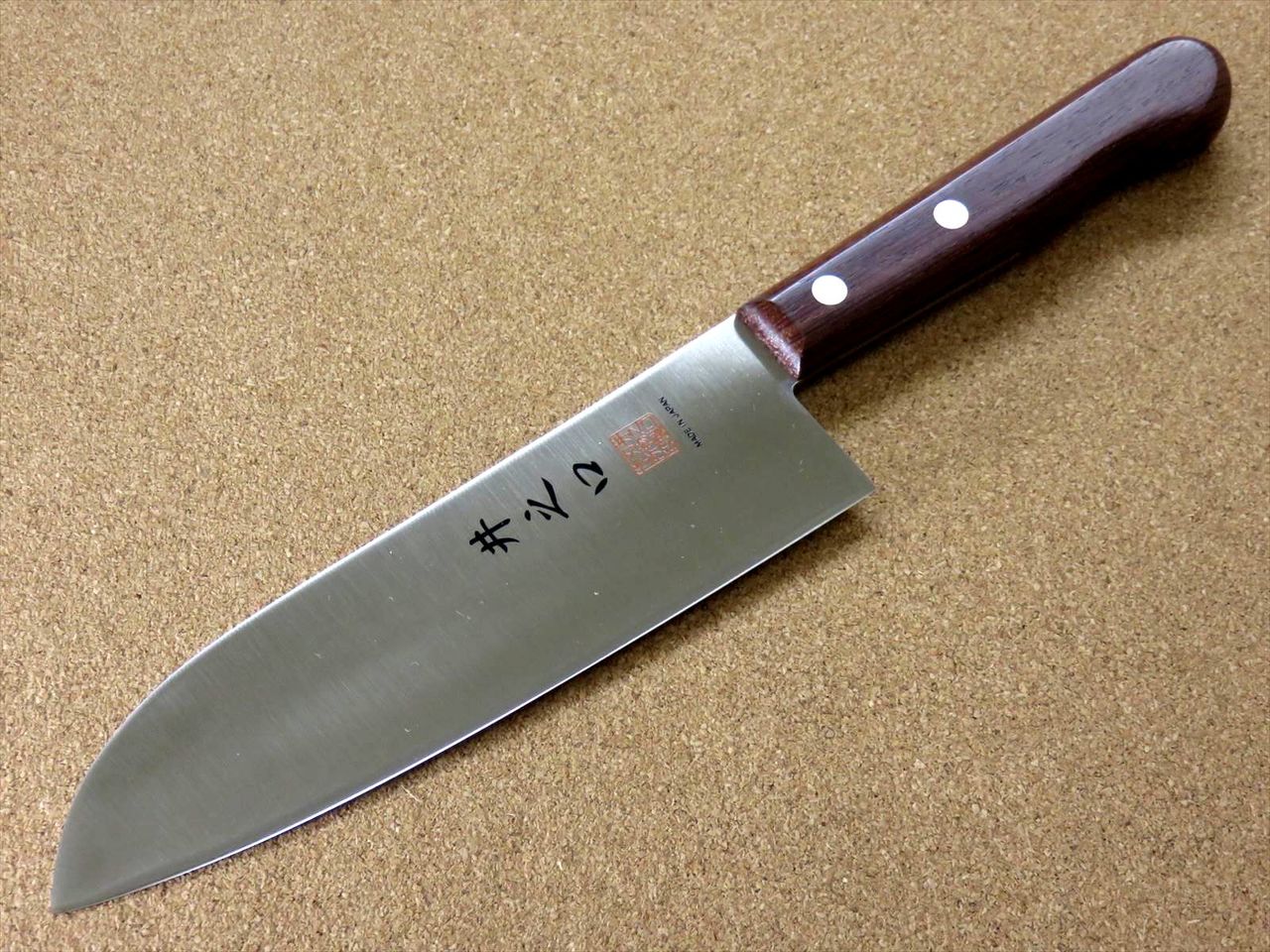 Japanese Kitchen Santoku Knife 165mm 6.5" Natural Rose Wood Handle SEKI JAPAN