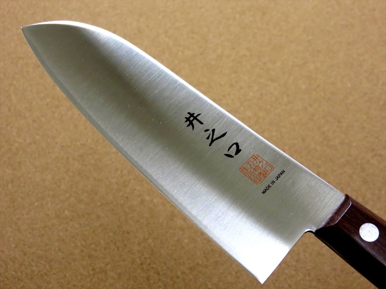 Japanese Kitchen Santoku Knife 165mm 6.5" Natural Rose Wood Handle SEKI JAPAN
