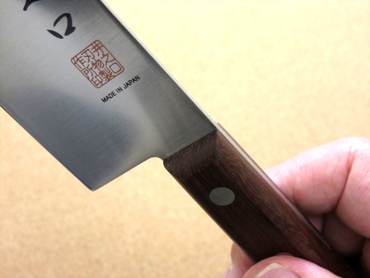 Japanese Kitchen Santoku Knife 165mm 6.5" Natural Rose Wood Handle SEKI JAPAN